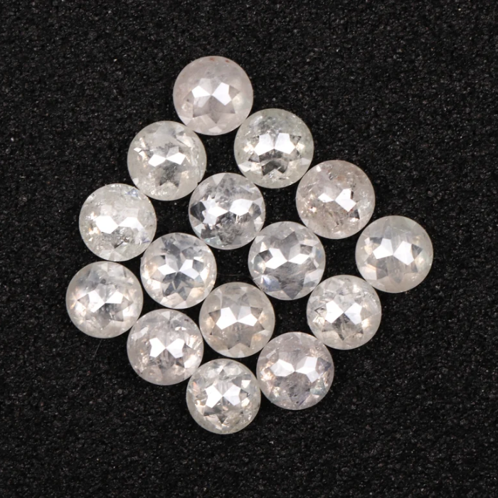 Round Rose Cut White Natural Earth Mined Diamond - Minimal Carbon