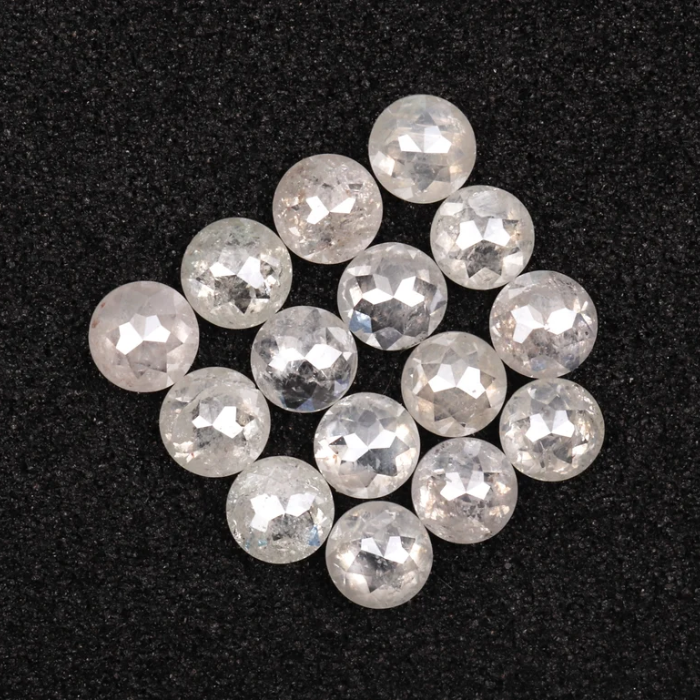 Round Rose Cut White Natural Earth Mined Diamond - Minimal Carbon