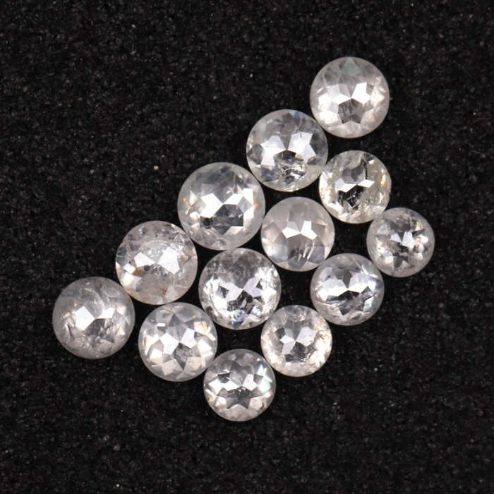 Round Rose Cut White Natural Earth Mined Diamond
