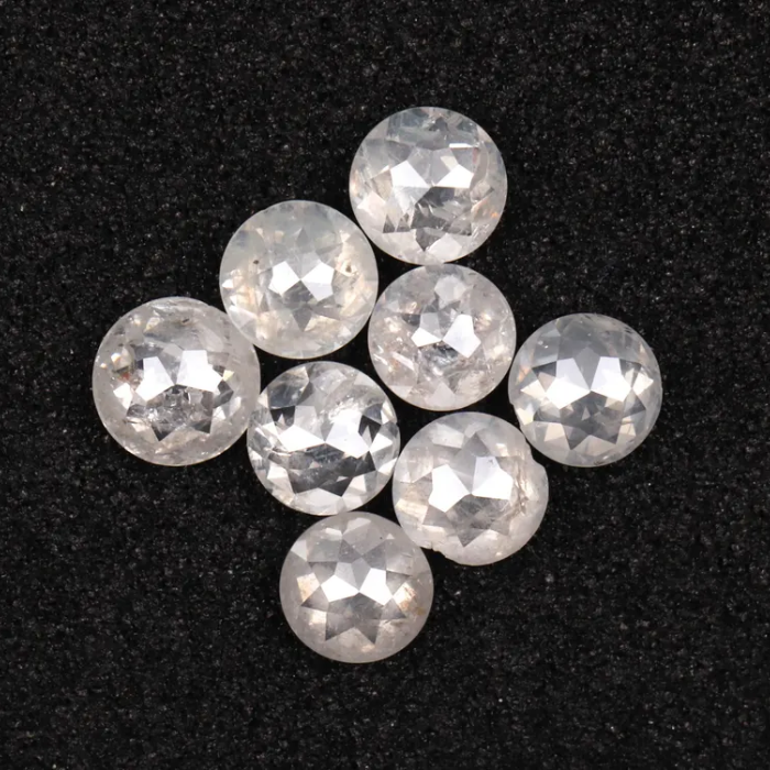 Round Rose Cut White Natural Earth Mined Diamond - Minimal Carbon