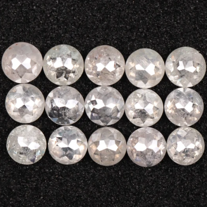 Round Rose Cut White Natural Earth Mined Diamond - Minimal Carbon