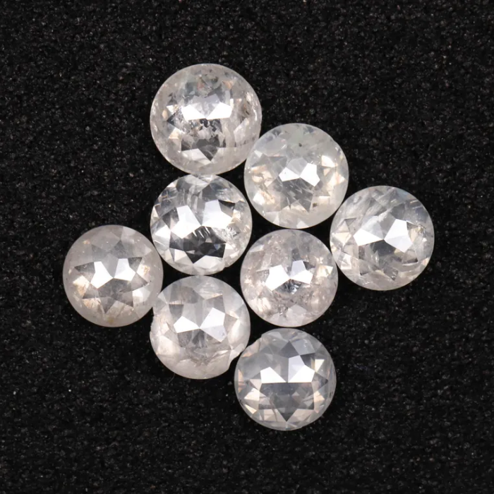 Round Rose Cut White Natural Earth Mined Diamond - Minimal Carbon