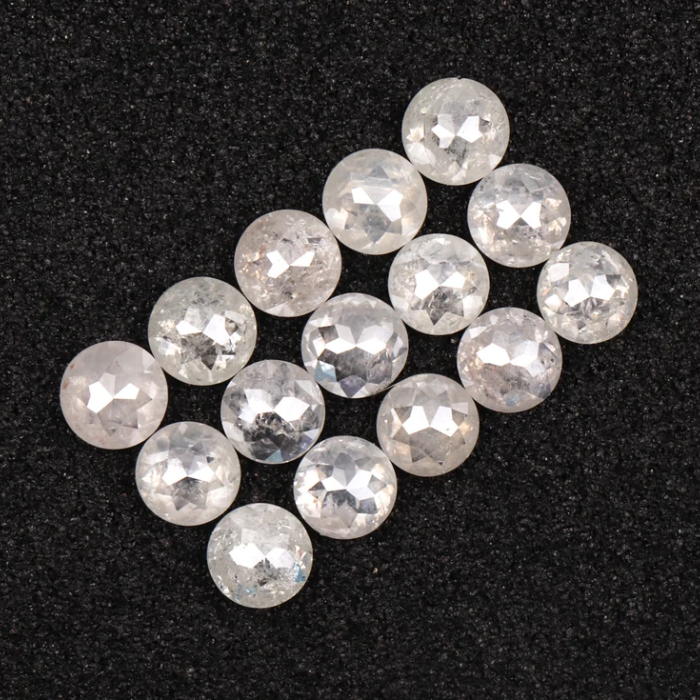 Round Rose Cut White Natural Earth Mined Diamond - Minimal Carbon