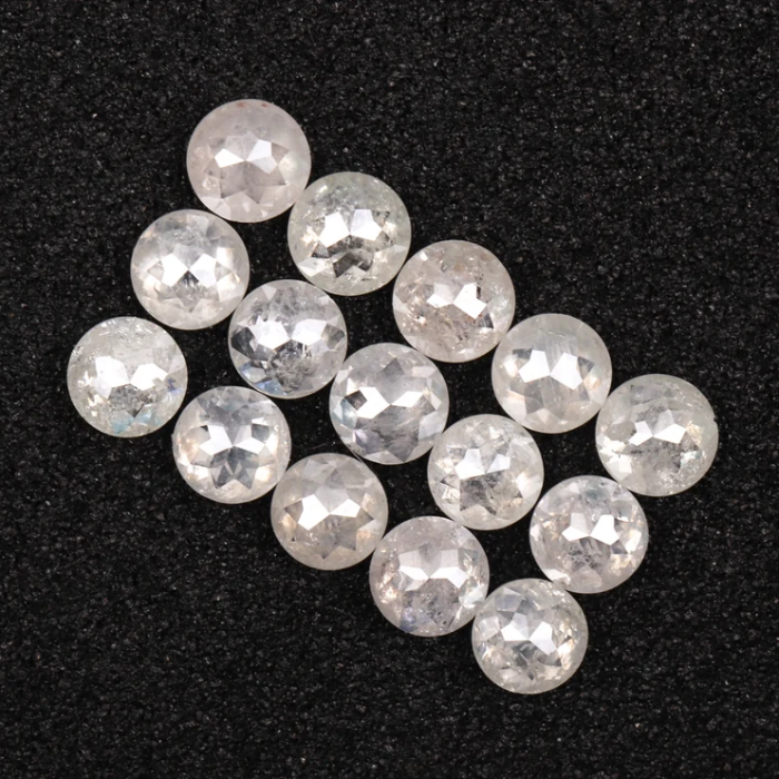 Round Rose Cut White Natural Earth Mined Diamond - Minimal Carbon