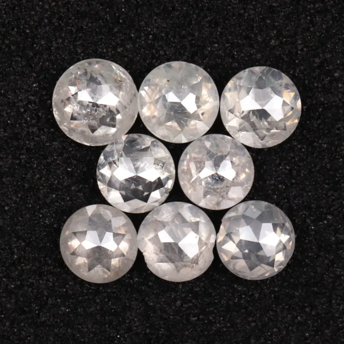 Round Rose Cut White Natural Earth Mined Diamond - Minimal Carbon