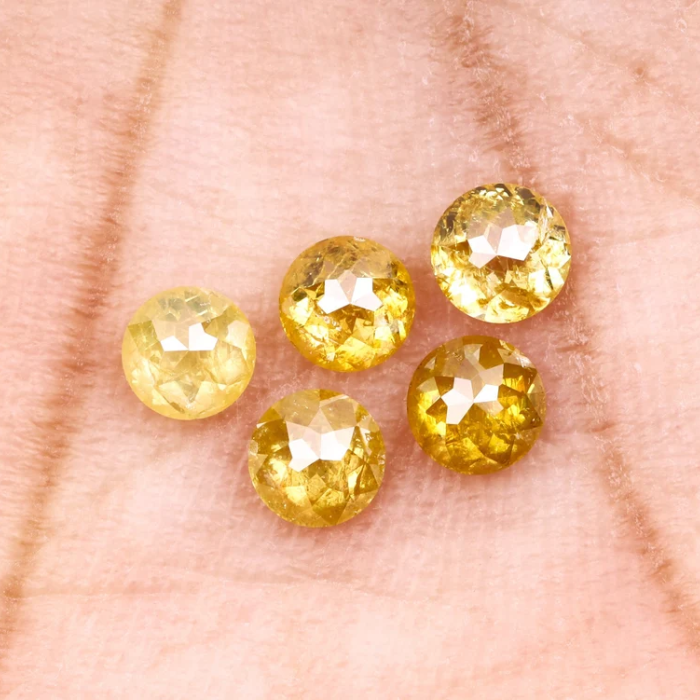 Round Rose Cut Yellow Natural Earth Mined Diamond - Minimal Carbon