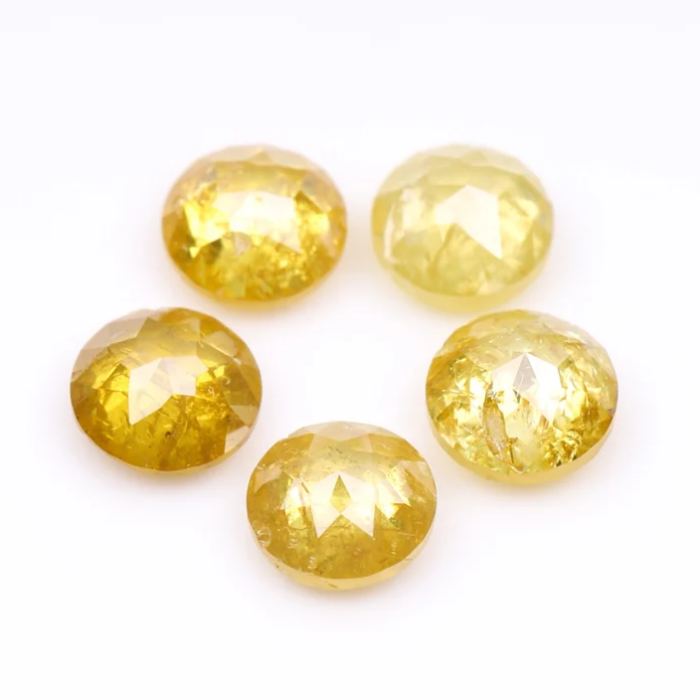 Round Rose Cut Yellow Natural Earth Mined Diamond - Minimal Carbon