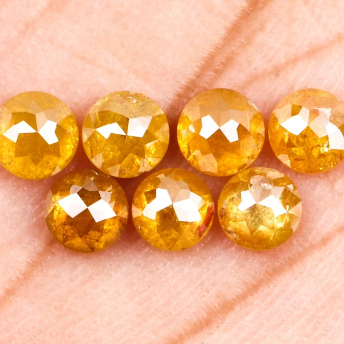 Round Rose Cut Yellow Natural Earth Mined Diamond