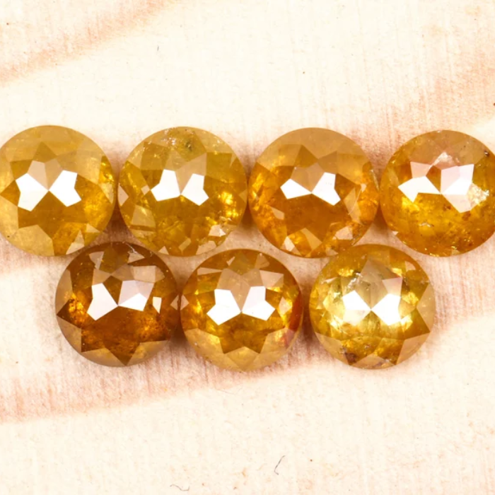 Round Rose Cut Yellow Natural Earth Mined Diamond