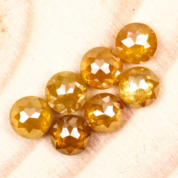Round Rose Cut Yellow Natural Earth Mined Diamond