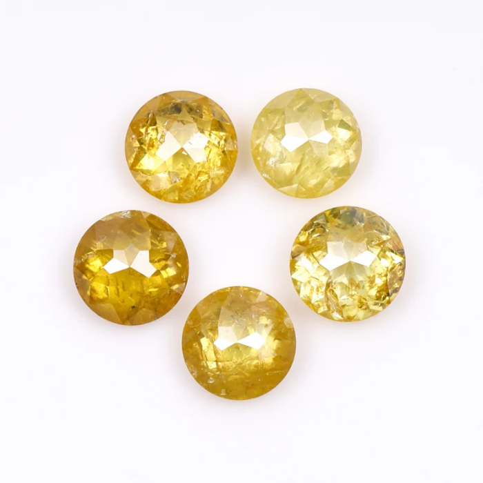Round Rose Cut Yellow Natural Earth Mined Diamond - Minimal Carbon
