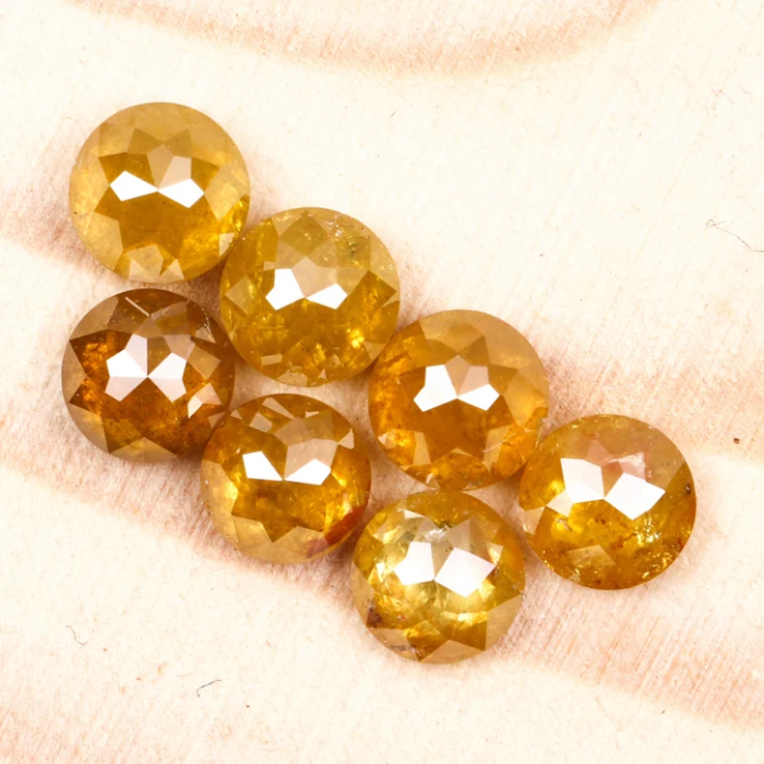 Round Rose Cut Yellow Natural Earth Mined Diamond