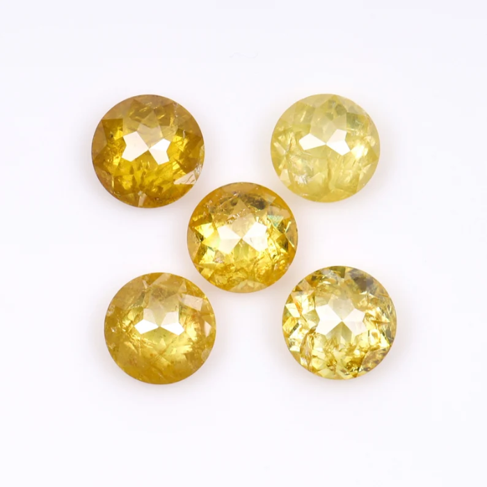 Round Rose Cut Yellow Natural Earth Mined Diamond - Minimal Carbon