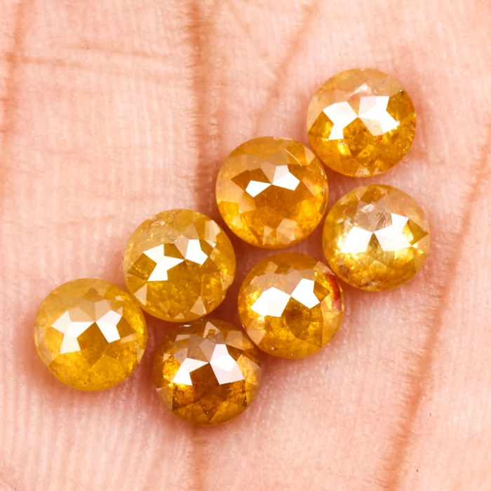 Round Rose Cut Yellow Natural Earth Mined Diamond