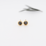 Round Rose Salt and Pepper Diamond Solitaire Bezel Earring