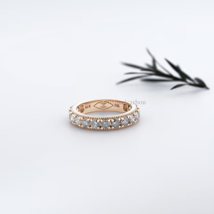 Round Salt And Pepper Diamond Half Eternity Band