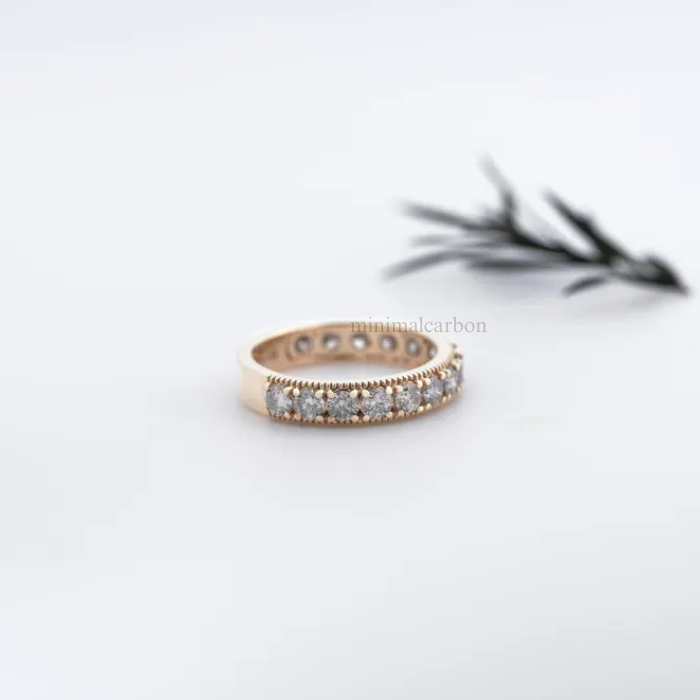 Round Salt And Pepper Diamond Half Eternity Band