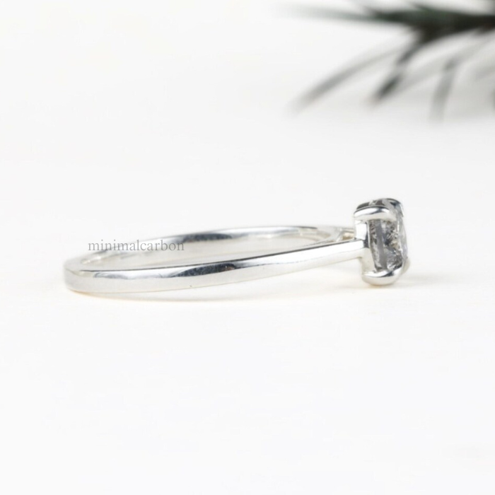 Round Salt And Pepper Diamond Solitaire Ring