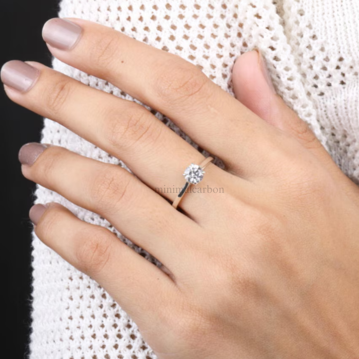 Round Salt And Pepper Diamond Solitaire Ring