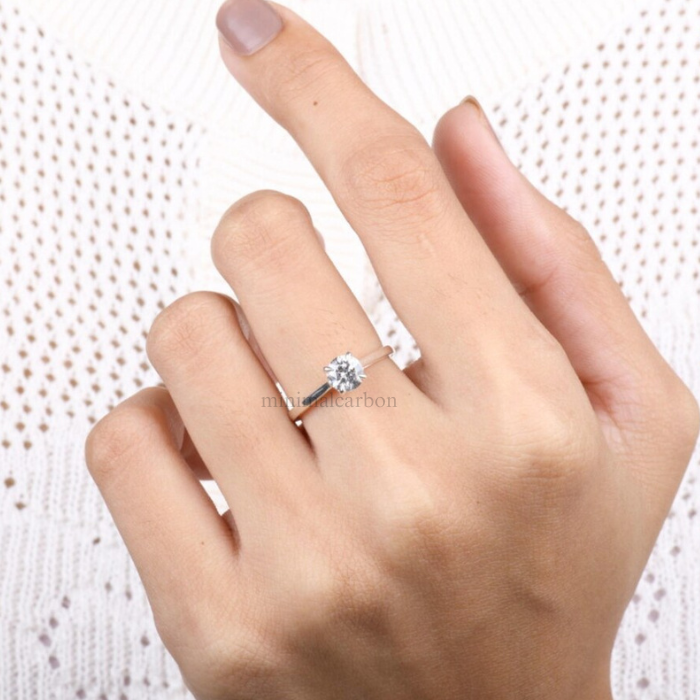 Round Salt And Pepper Diamond Solitaire Ring