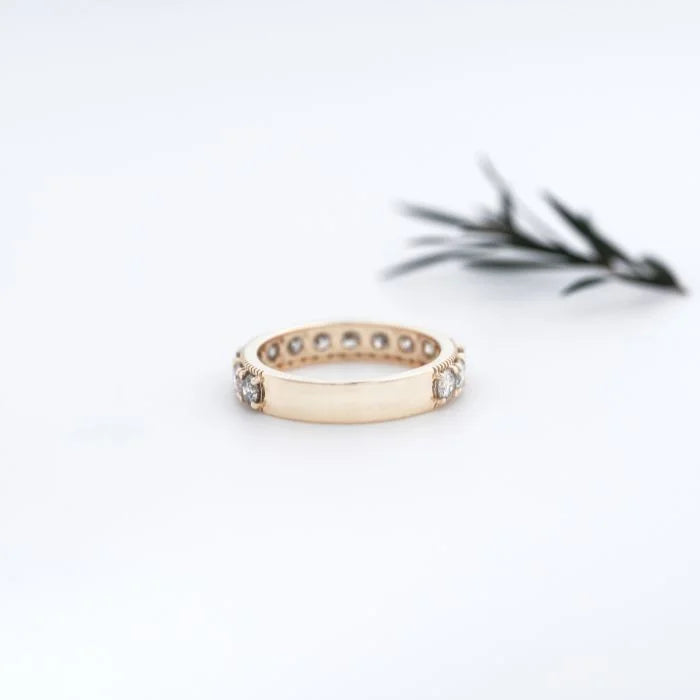 Round Salt & Pepper Diamond Half Eternity Wedding Band