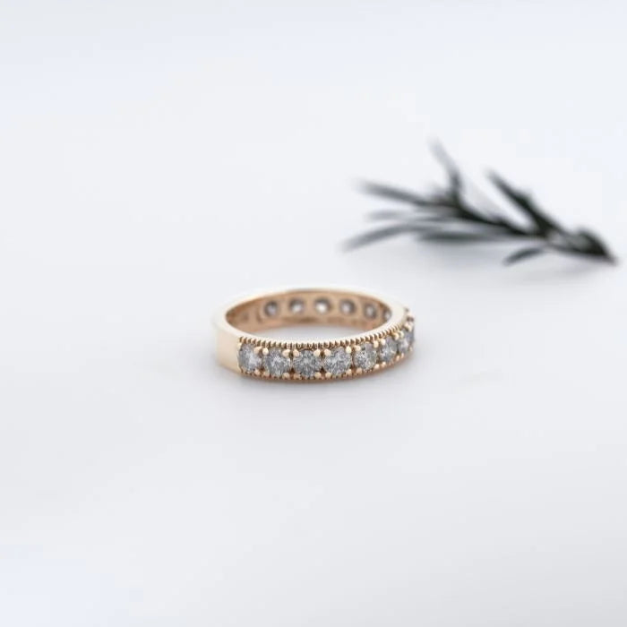 Round Salt & Pepper Diamond Half Eternity Wedding Band