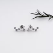 Round Salt and Pepper Bubble Diamond Earrings