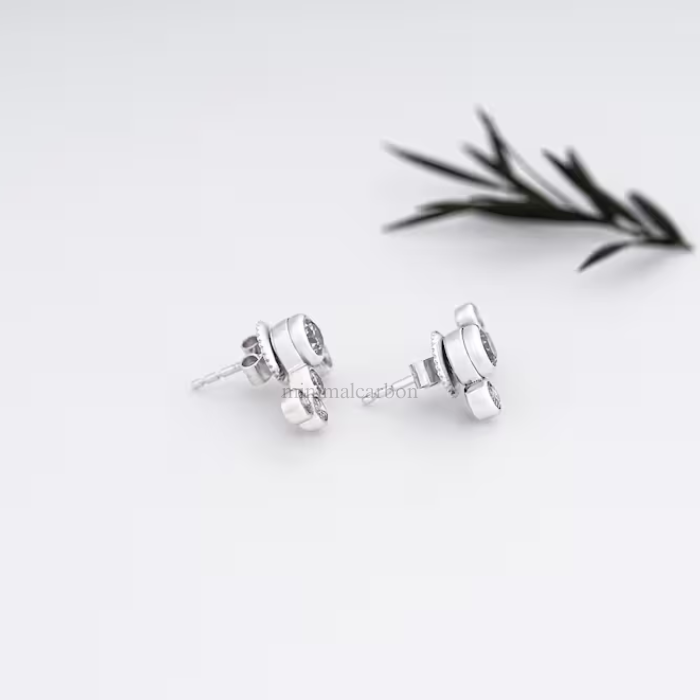 Round Salt and Pepper Bubble Diamond Earrings