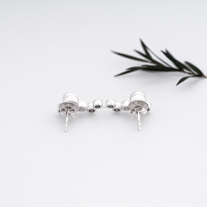 Round Salt and Pepper Bubble Diamond Earrings