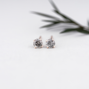 Round Salt and Pepper Diamond Solitaire Earring
