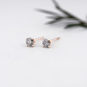 Round Salt and Pepper Diamond Solitaire Earring