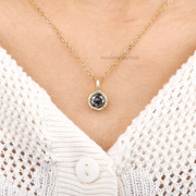 Round Salt and Pepper Diamond Solitaire Pendant