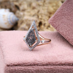 Load image into Gallery viewer, Kite Rutilated Quartz Engagement Ring Halo Ring
