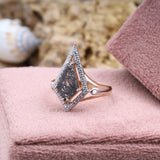 Kite Rutilated Quartz Engagement Ring Halo Ring