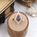 Load image into Gallery viewer, Kite Rutilated Quartz Engagement Ring Halo Ring
