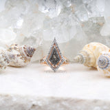 Kite Rutilated Quartz Engagement Ring Halo Ring