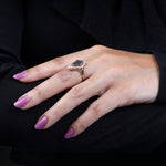 Load image into Gallery viewer, Kite Rutilated Quartz Engagement Ring Halo Ring
