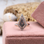 Load image into Gallery viewer, Kite Rutilated Quartz Engagement Ring Halo Ring
