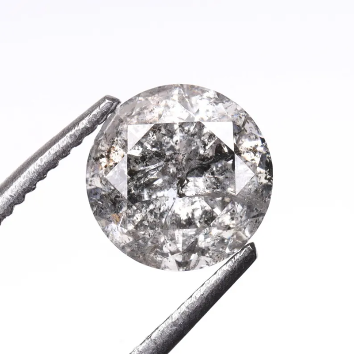Round Brilliant Cut Salt And Pepper Natural Diamond