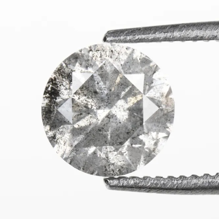 Round Brilliant Cut Salt And Pepper Natural Diamond
