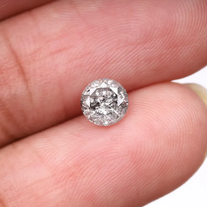 Round Brilliant Cut Salt And Pepper Natural Diamond