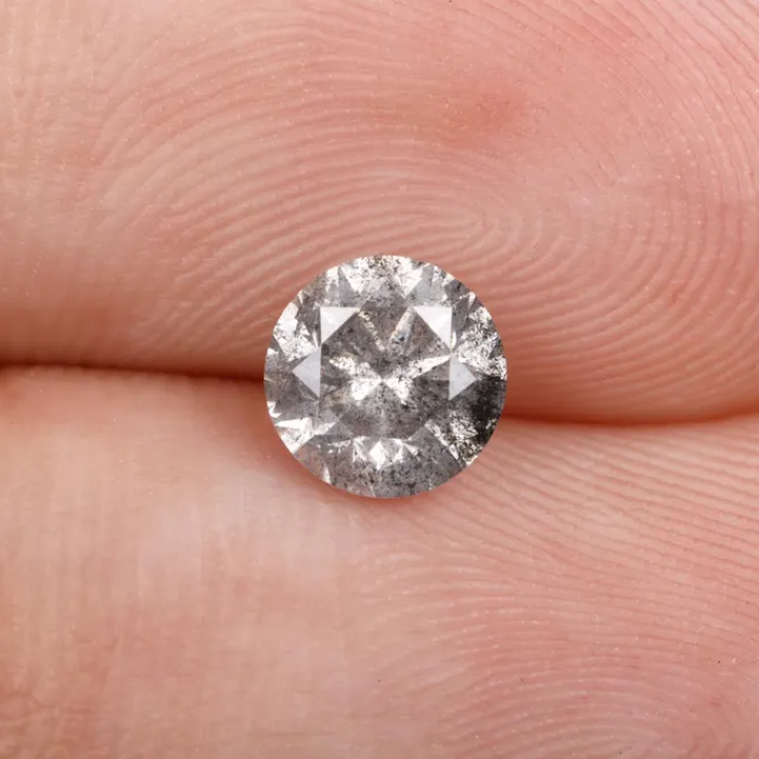 Round Brilliant Cut Salt And Pepper Natural Diamond