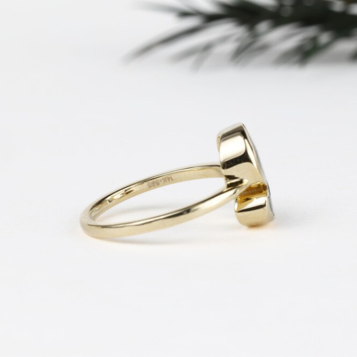S Latter Salt And Pepper Diamond Initial Ring - Minimal Carbon