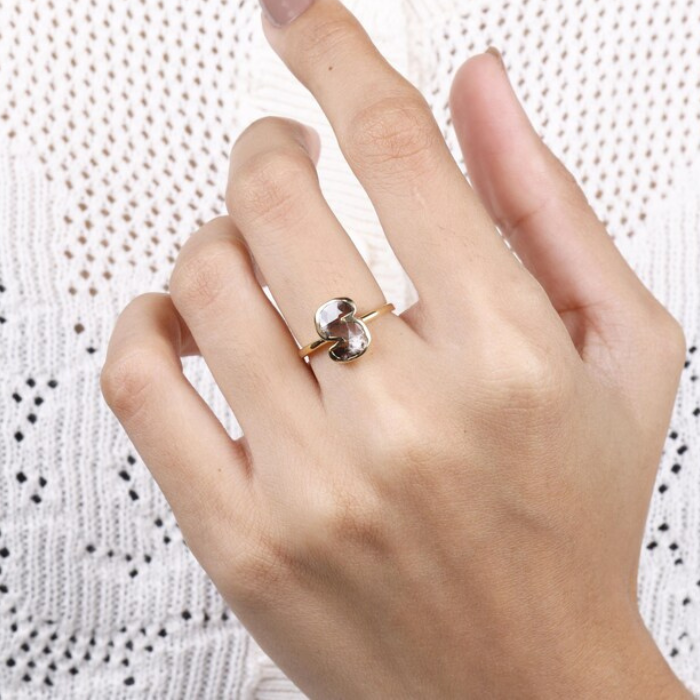 S Latter Salt And Pepper Diamond Initial Ring - Minimal Carbon