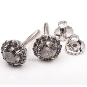 Salt And Pepper Diamond Cluster Halo Earrings | Minimal Carbon