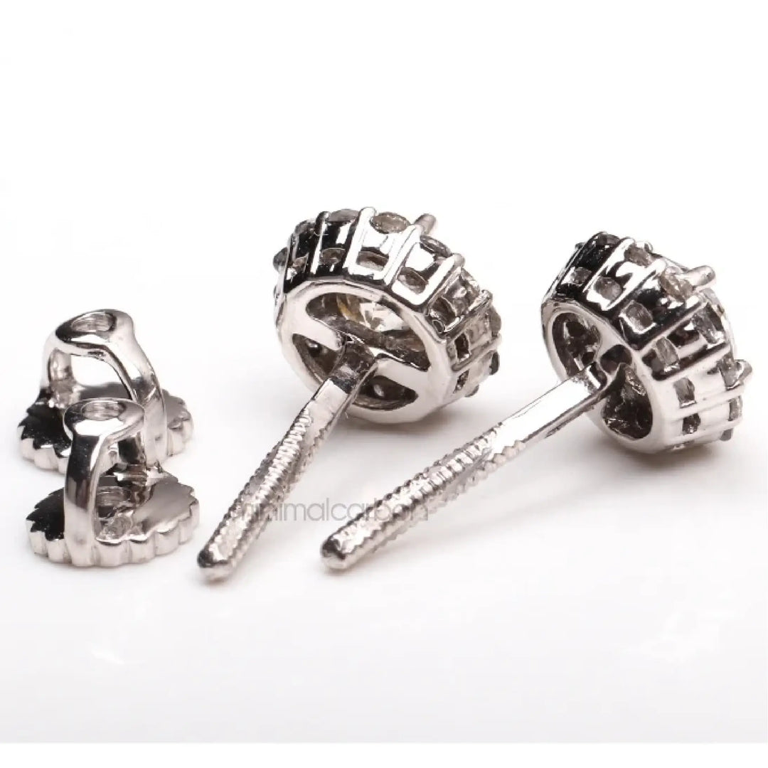 Salt And Pepper Diamond Cluster Halo Earrings | Minimal Carbon