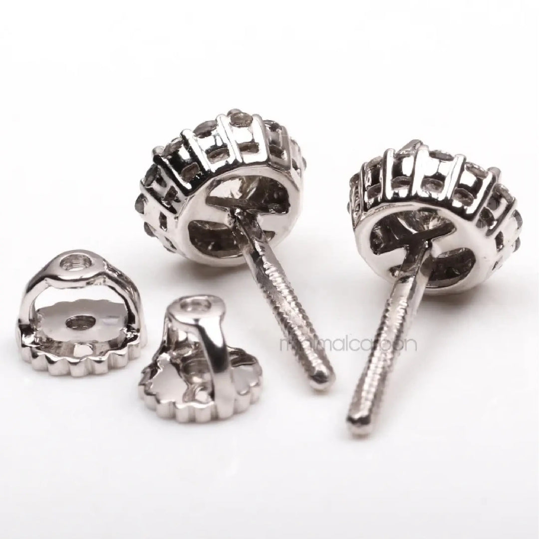 Salt And Pepper Diamond Cluster Halo Earrings | Minimal Carbon