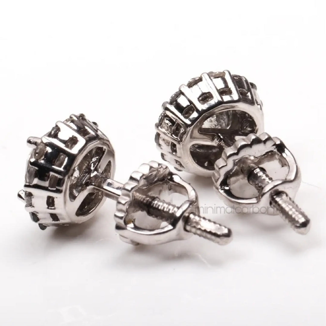 Salt And Pepper Diamond Cluster Halo Earrings | Minimal Carbon