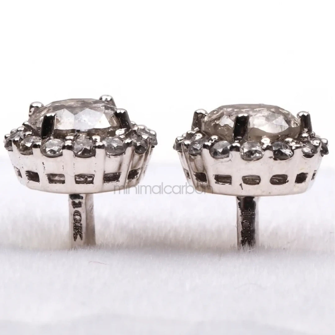 Salt And Pepper Diamond Cluster Halo Earrings | Minimal Carbon