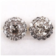 Salt And Pepper Diamond Cluster Halo Earrings | Minimal Carbon